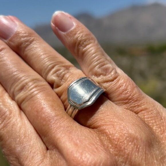 Sterling Silver SPOON RING Art Deco - Picture 1 of 12